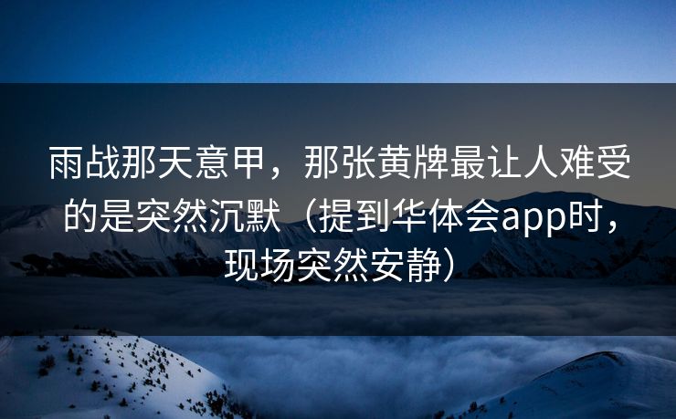 雨战那天意甲，那张黄牌最让人难受的是突然沉默（提到华体会app时，现场突然安静）