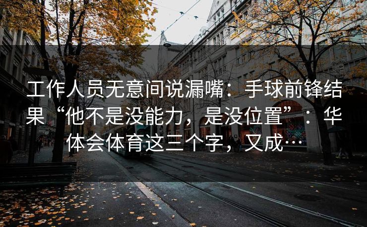 工作人员无意间说漏嘴：手球前锋结果“他不是没能力，是没位置”：华体会体育这三个字，又成…